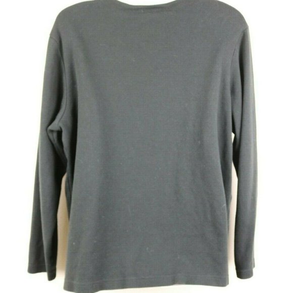 Quacker Factory Womens Blouse Long Sleeve Black - Picture 6 of 7